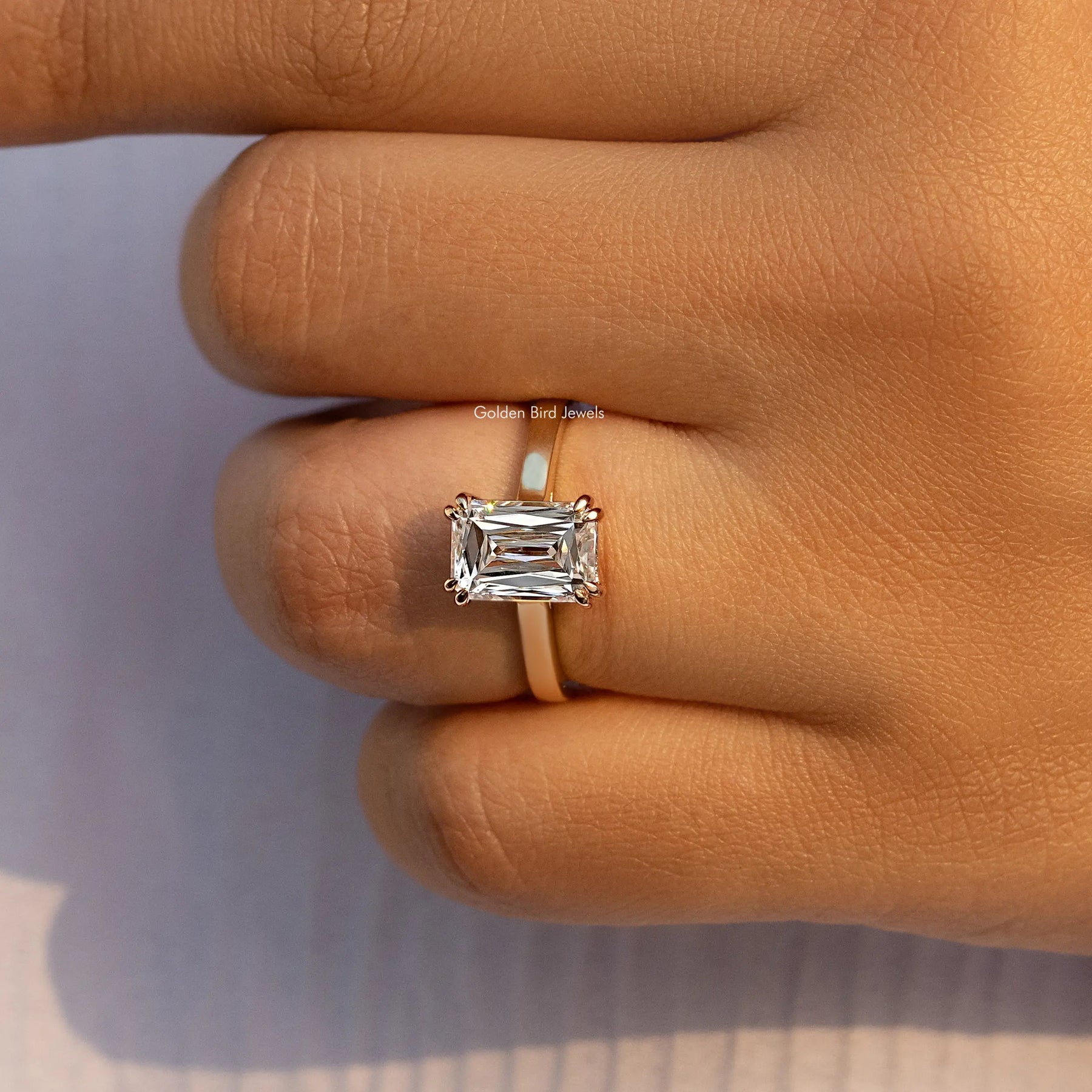 Moissanite Criss Cut Solitaire Engagement Ring