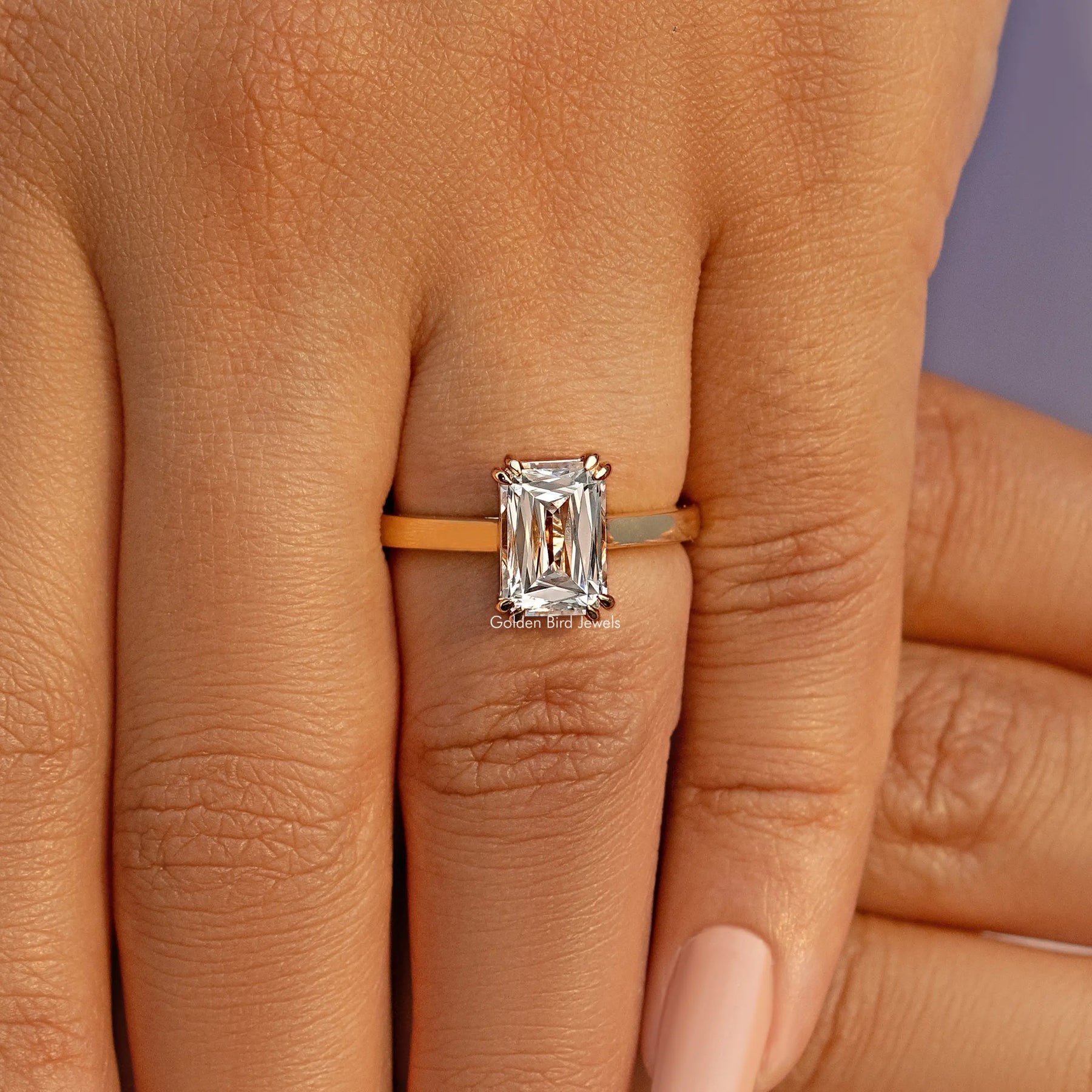Moissanite Criss Cut Solitaire Engagement Ring