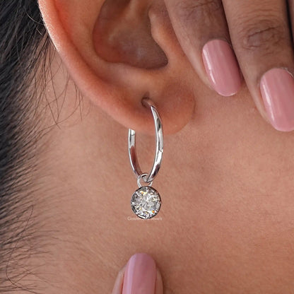 Moissanite Old European Cut Round Dangle Earrings