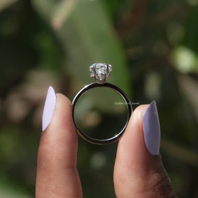 [White Gold Marquise Cut Hidden Halo Ring]-[Golden Bird Jewels]