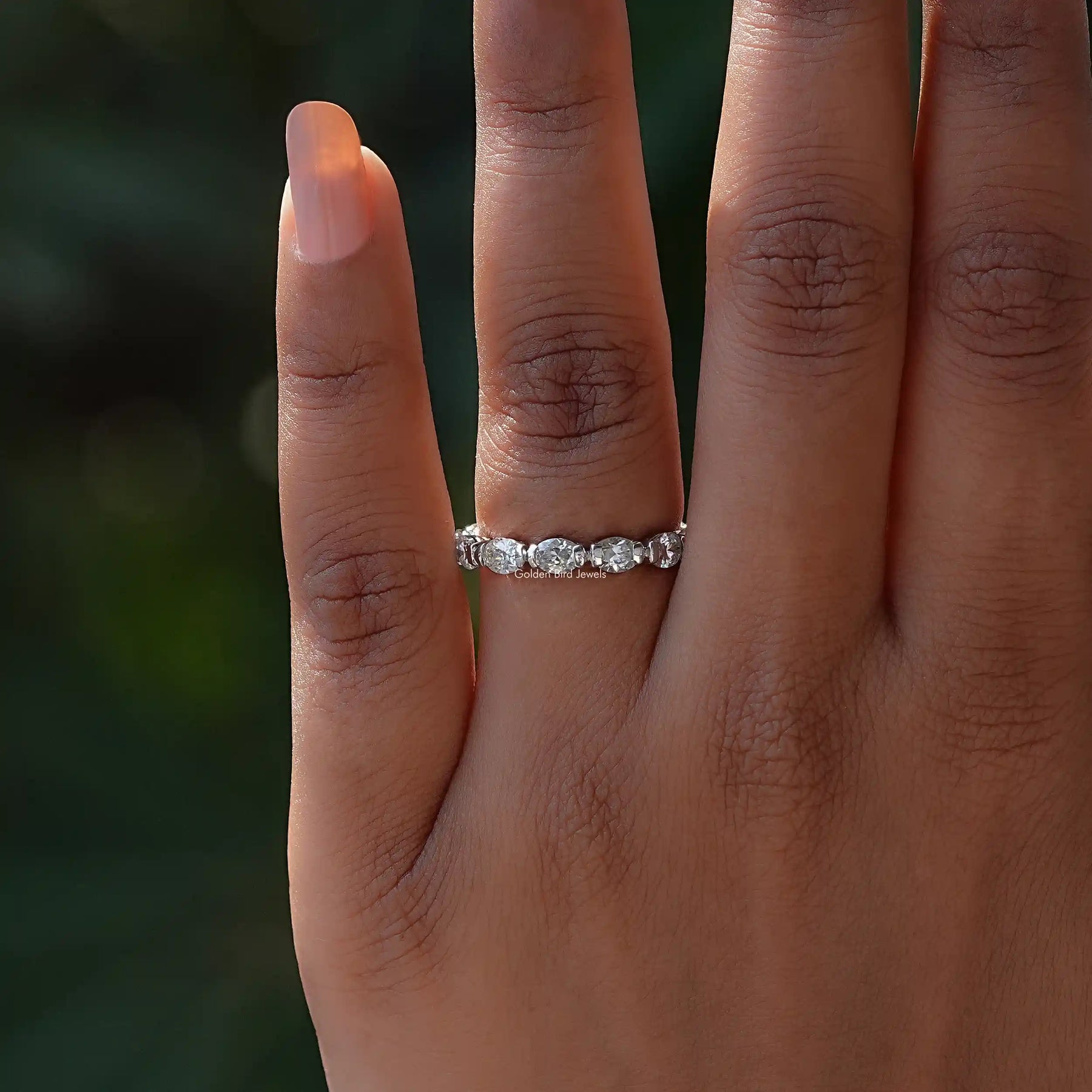 [Oval Moissanite Wedding Band]-[Golden Bird Jewels]