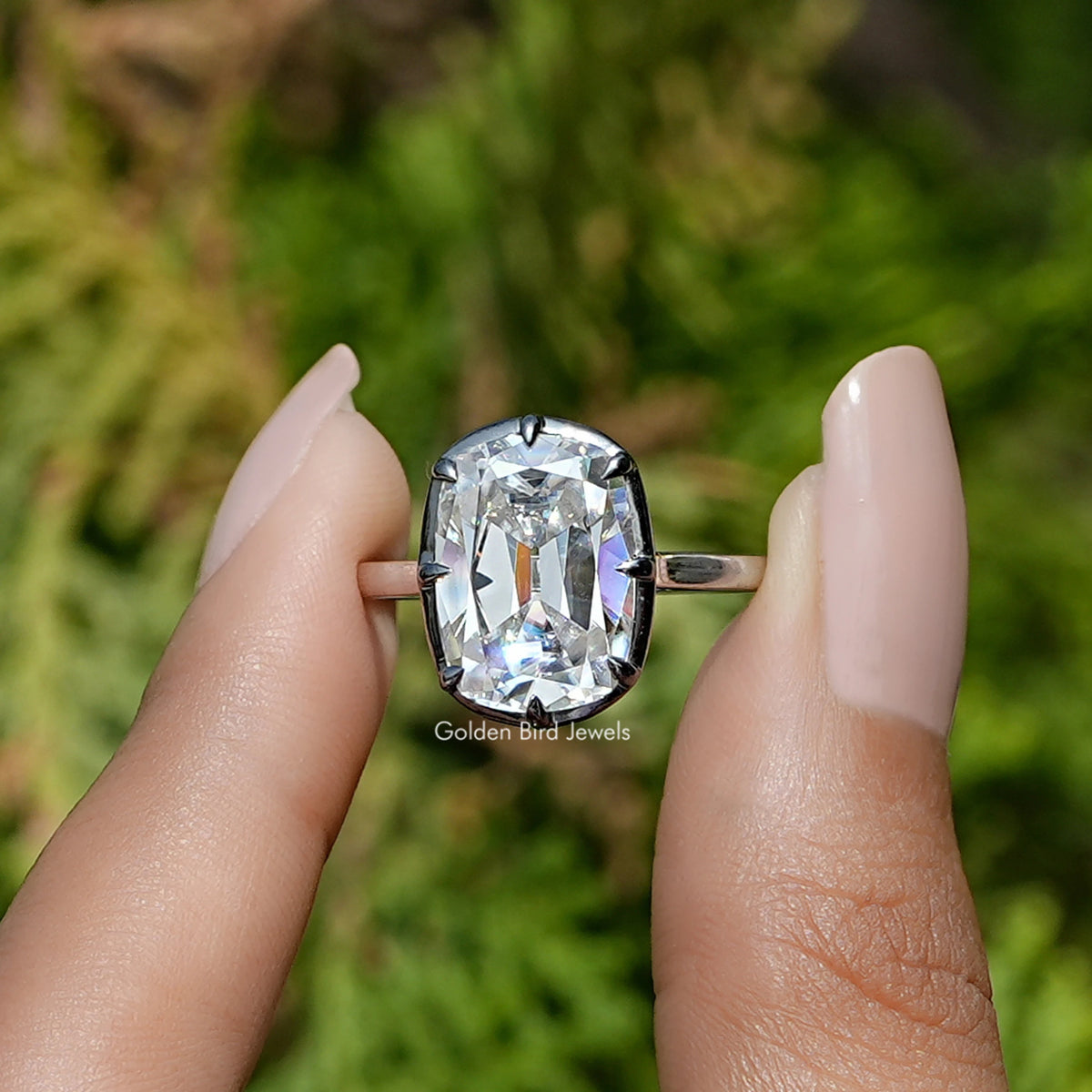 Moissanite Elongated Old Mine Cushion Cut Ring