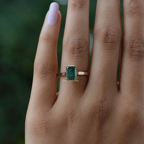 Emerald Cut Moissanite Engagement Ring