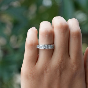 [Colorless Princess Cut Wedding Band]-[Golden Bird Jewels]