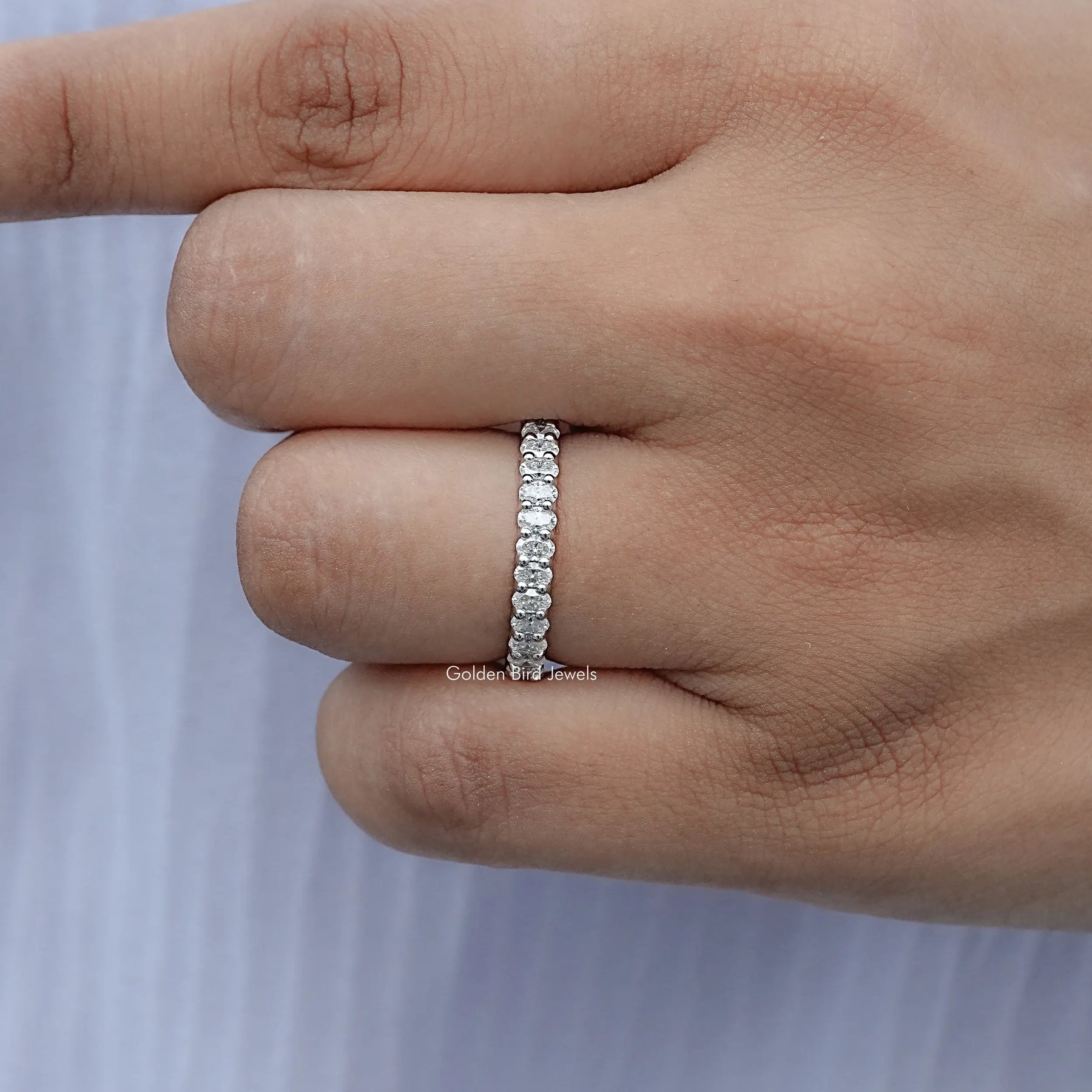 Close View Of Oval Cut Moissanite Engagement Ring