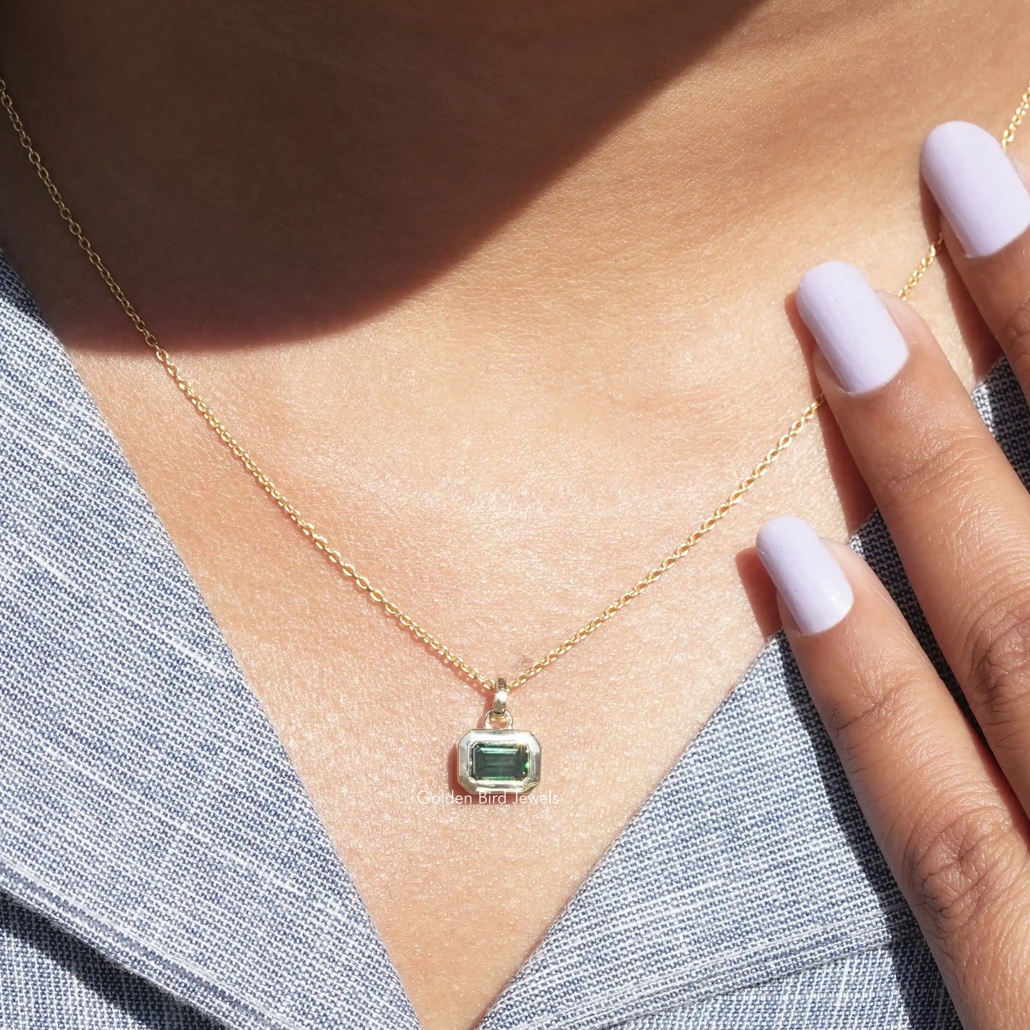 View of moissanite pendant for women