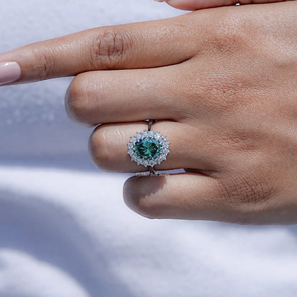 View of Oval cut Moissanite Ring in prongs setting 