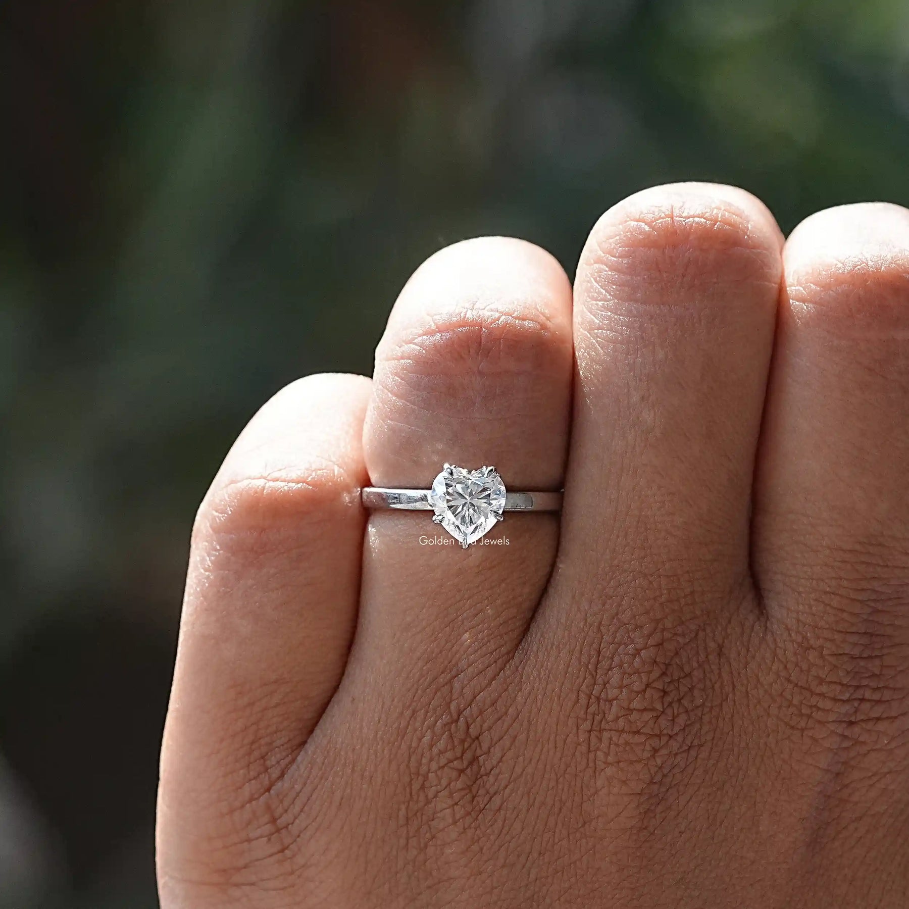 Heart Cut Hidden Halo Moissanite Daily Wear Ring