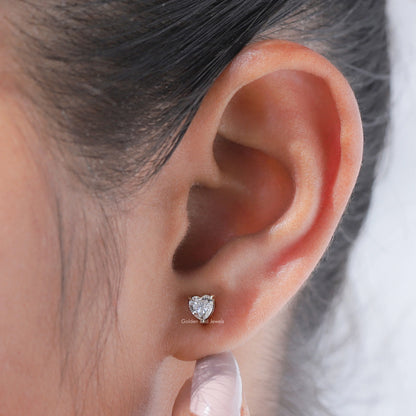 Pair Of a Colorless heart Cut Moissanite Wedding Earrings 