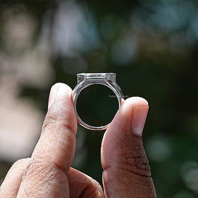 [White Gold Hexagon Cut Men's Ring]-[Golden Bird jewels]