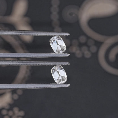 Colorless Old Mine Cushion Moissanite Loose Pair
