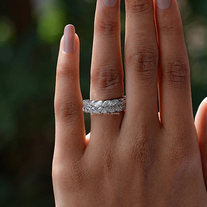 Marquise Cut Moissanite Stackable Wedding Band