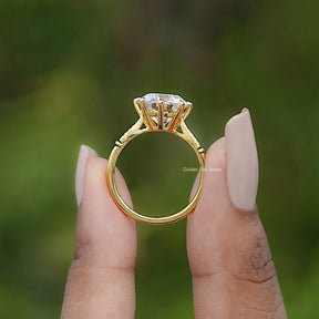 Back view of Round Cut Solitaire Engagement Ring in secure setting
