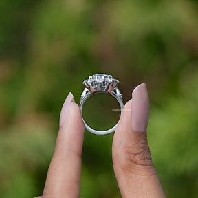 Old European Round Cut Moissanite Halo Ring