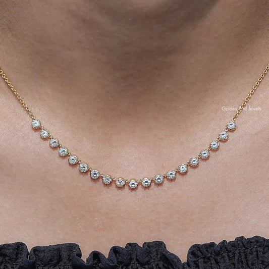 Old European Round Cut Moissanite Necklace