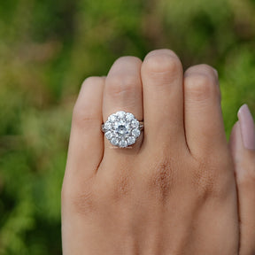 Old European Round Cut Moissanite Halo Ring