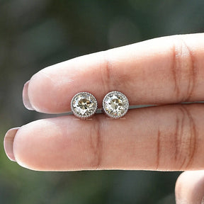 [Round Cut Moissanite Stud Earrings]-[Golden Bird Jewels]