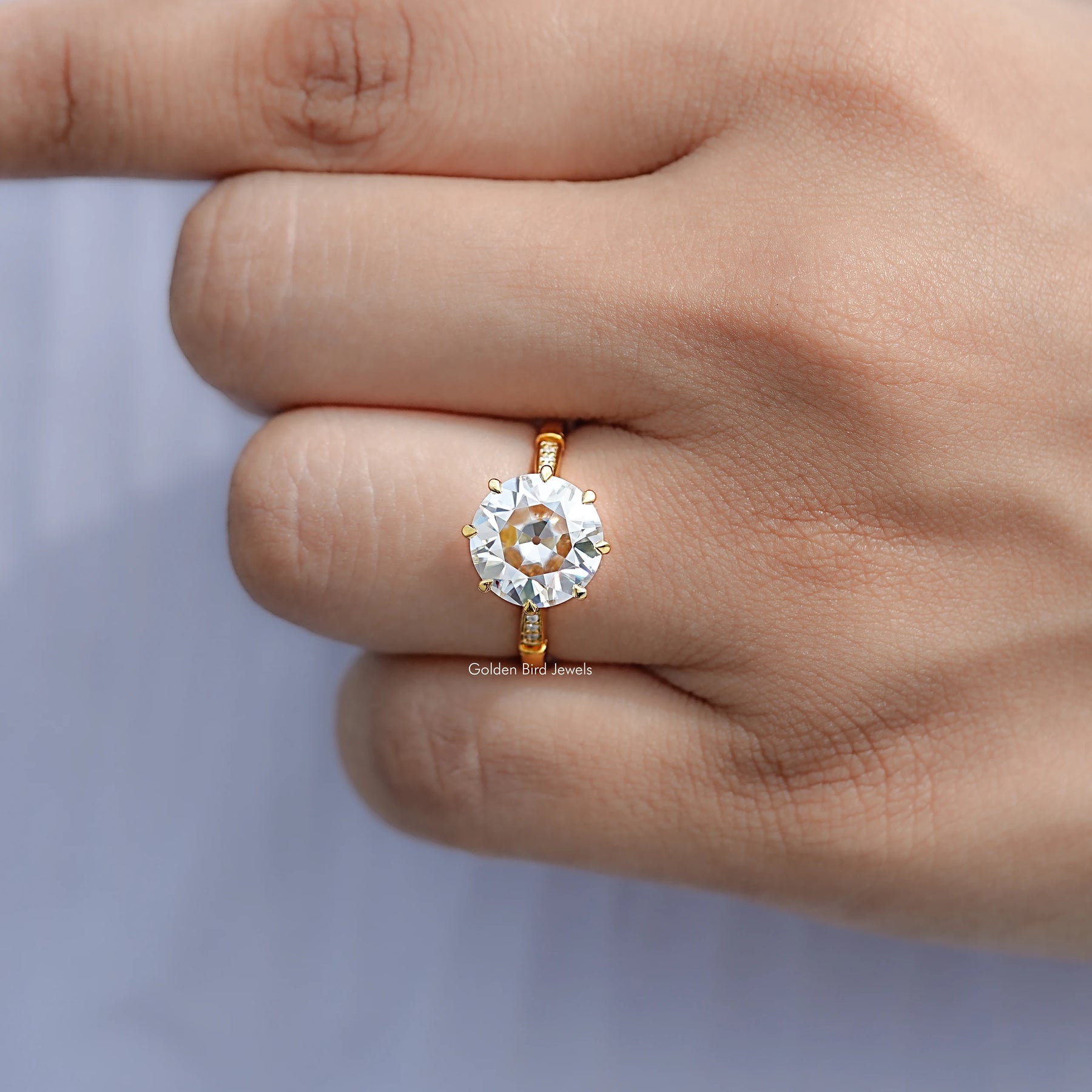Close view of Round Cut Solitaire Engagement Ring