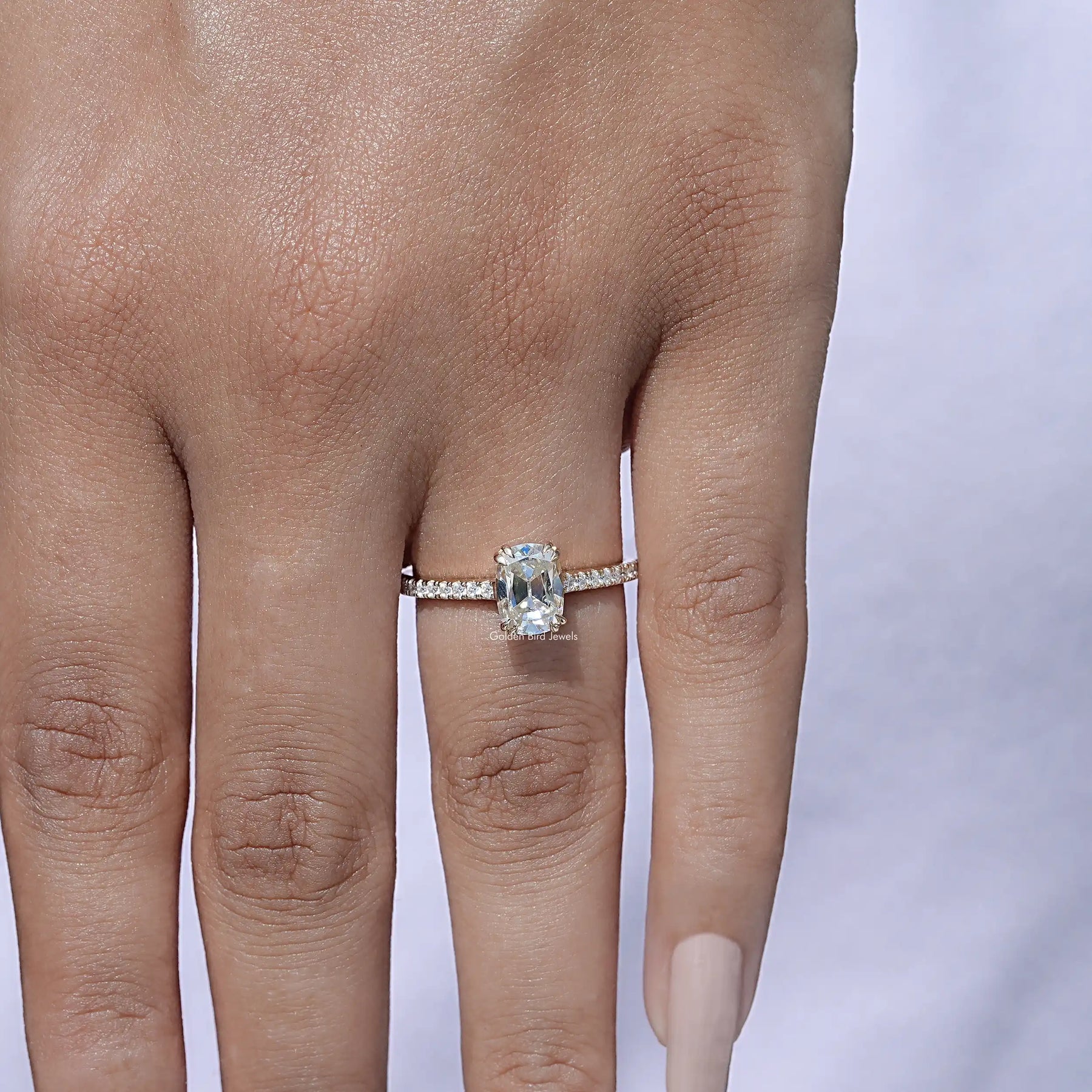 Old Mine Elongated Cushion Cut Moissanite Ring