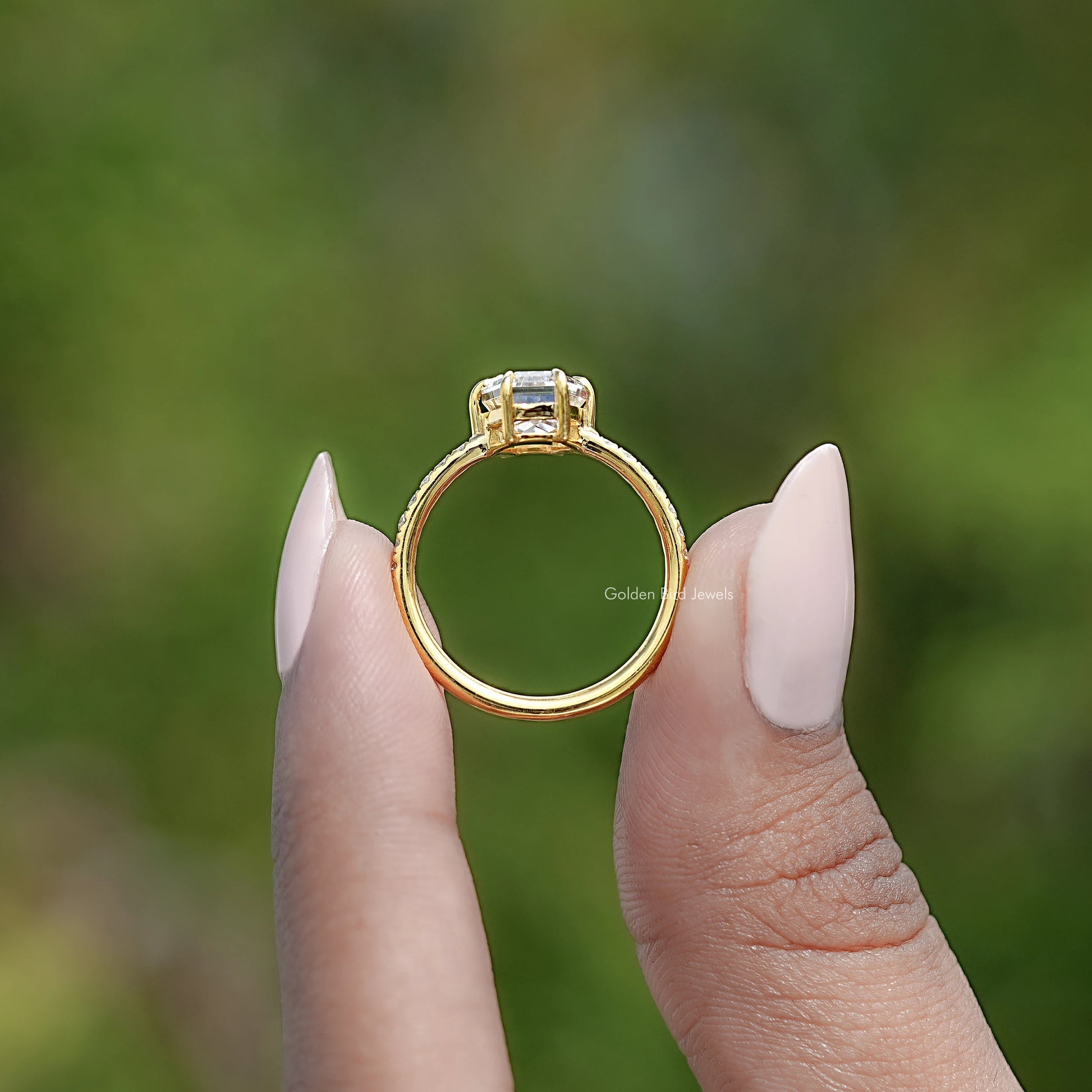 Back View Of Old Mine Lozenge Cut Ring