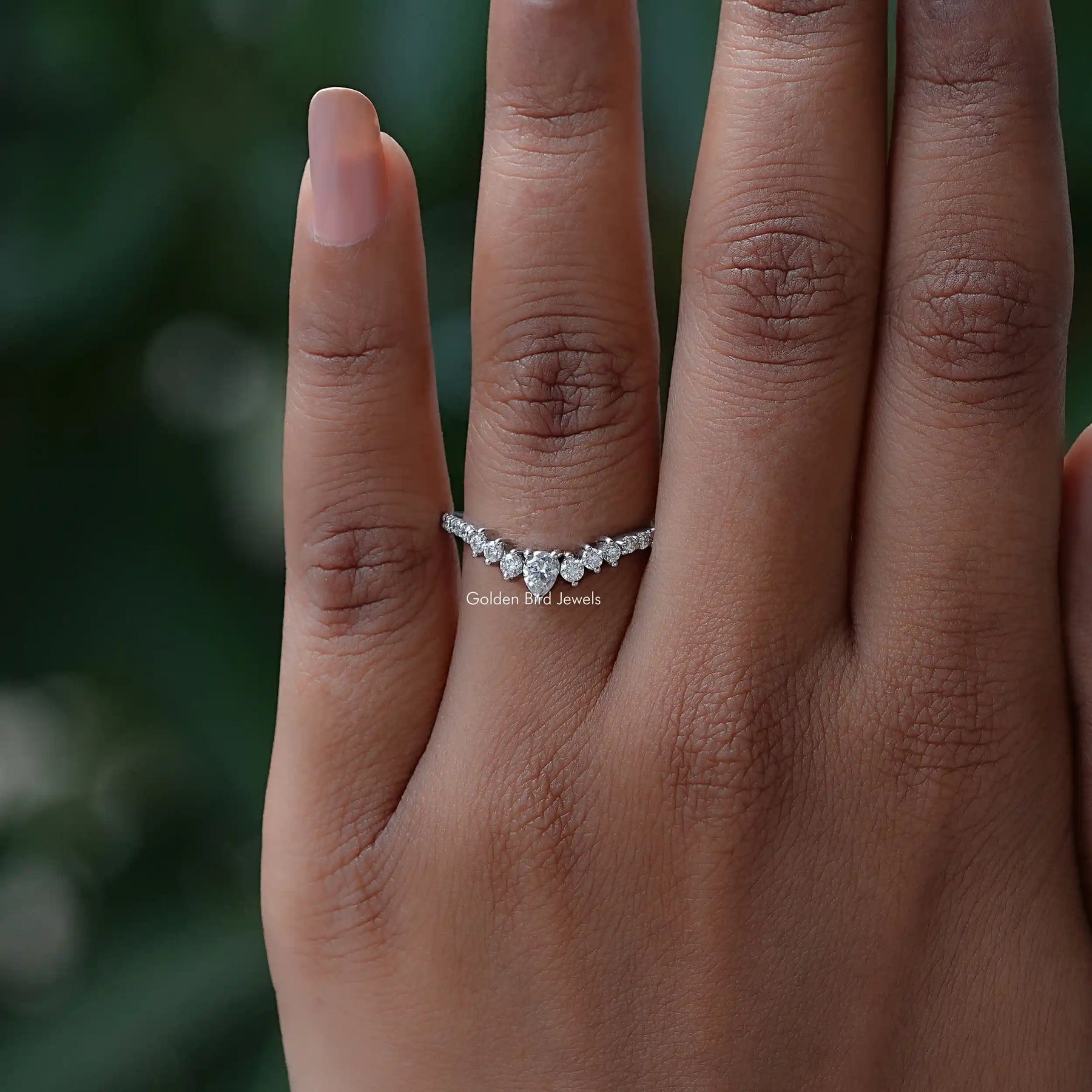 Pear Cut Moissanite Chevron Eternity Band