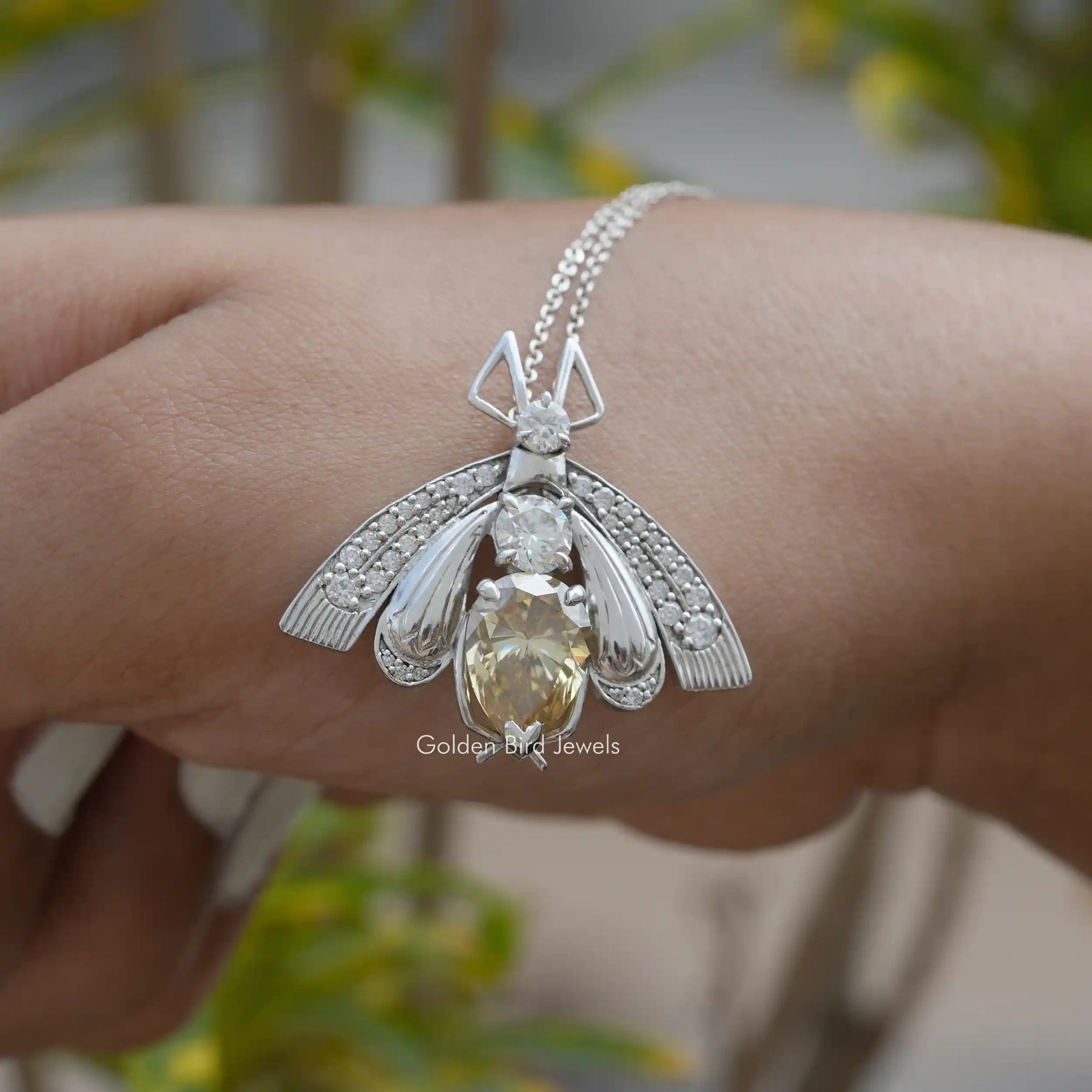 Yellow Moissanite Pear Cut Bridal Pendant