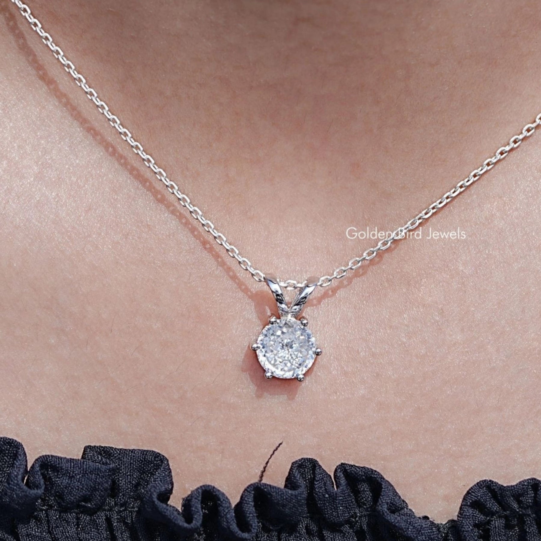 Moissanite Portuguese Cut Customized Pendant For Women