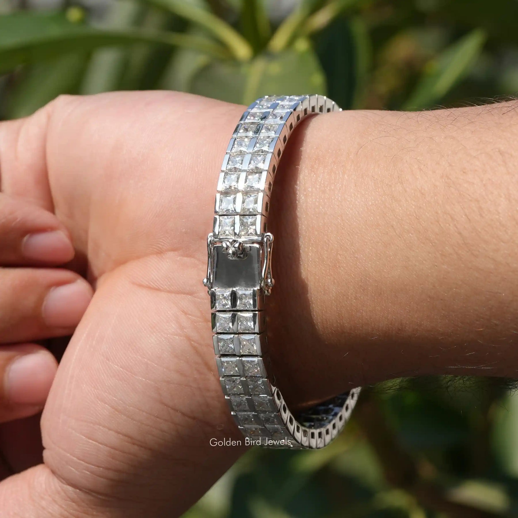 Princess Cut Moissanite Tennis Men's Bracelet