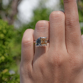 Top View Of Radiant And Pear Cut Moissanite Ring