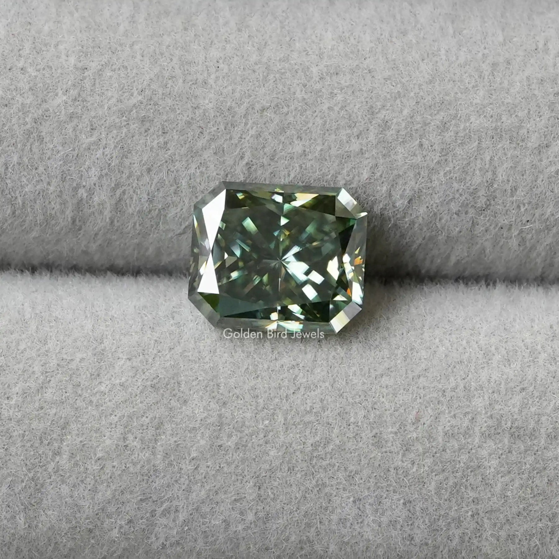 [Blue Green Radiant Cut Loose Moissanite]-[Golden Bird Jewels]