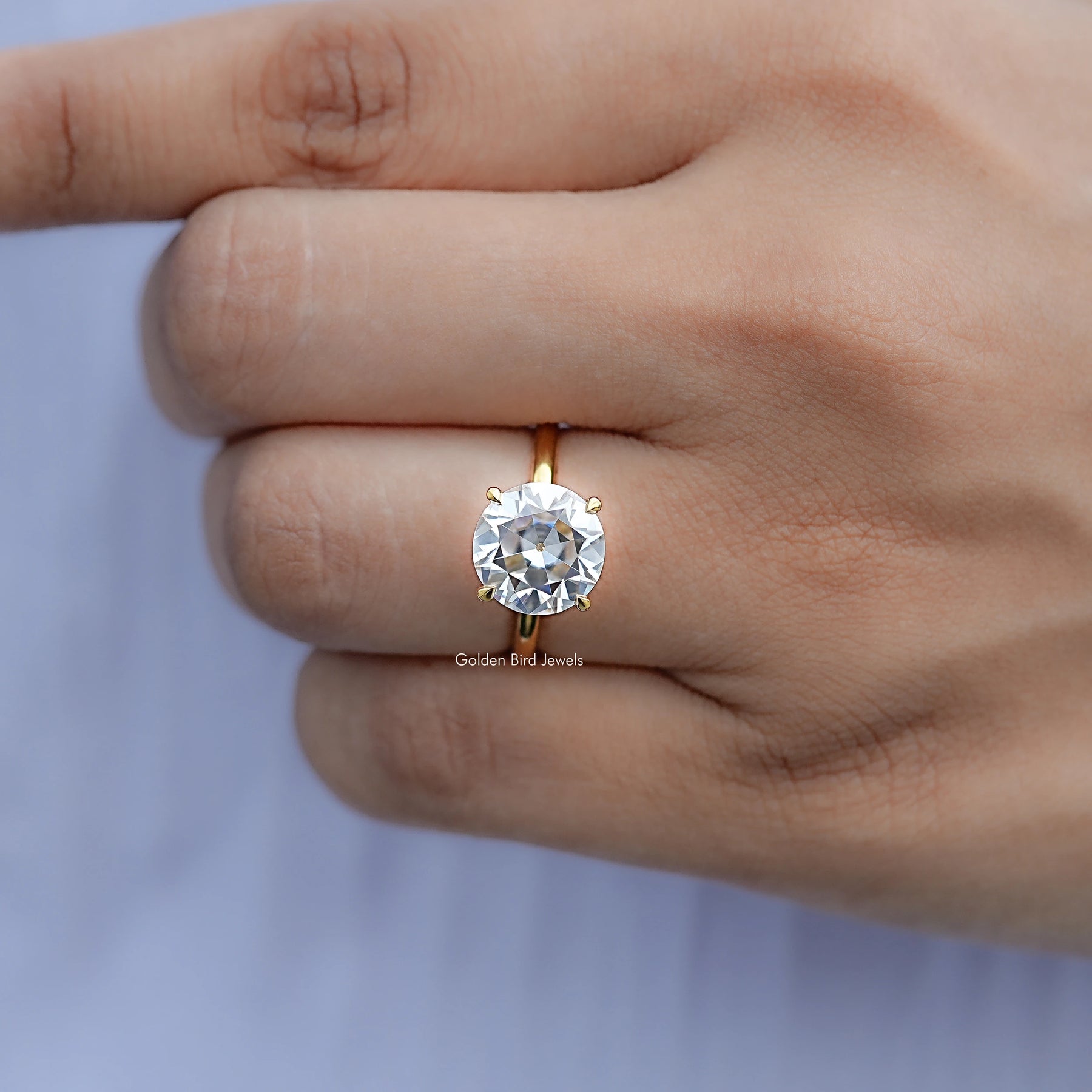 Close view of Round Cut Solitaire Engagement Ring