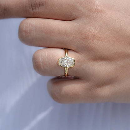 Close View Of Lozenge Moissanite Solitaire Ring
