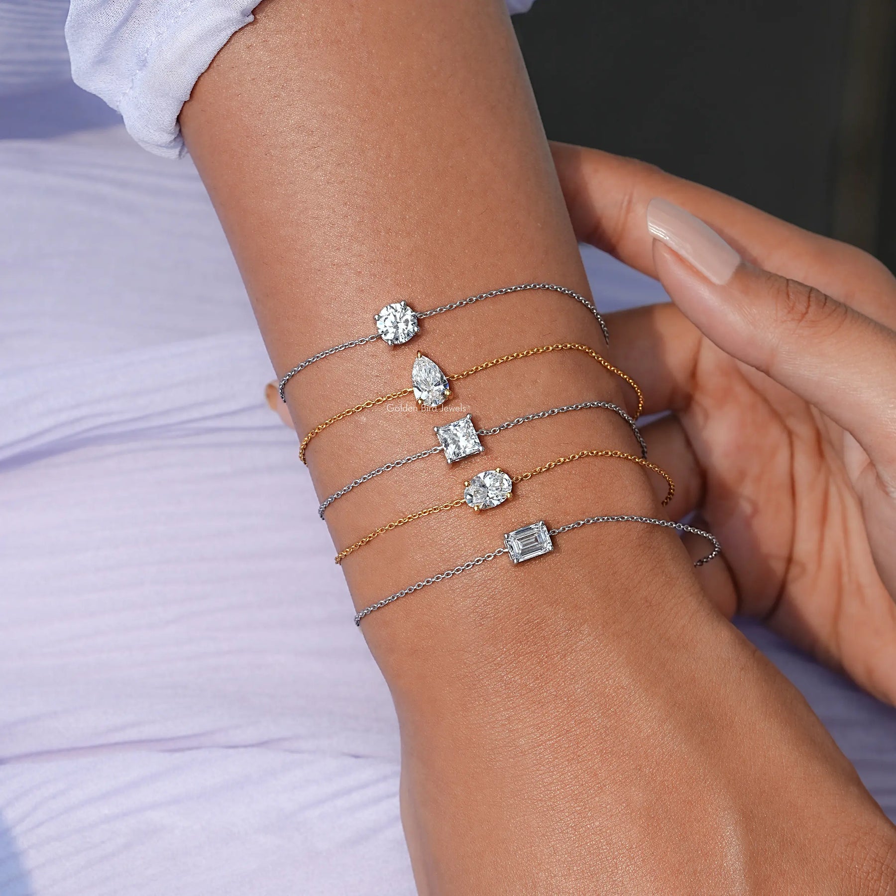 Multi Shape Diamond Solitaire Chain Bracelet