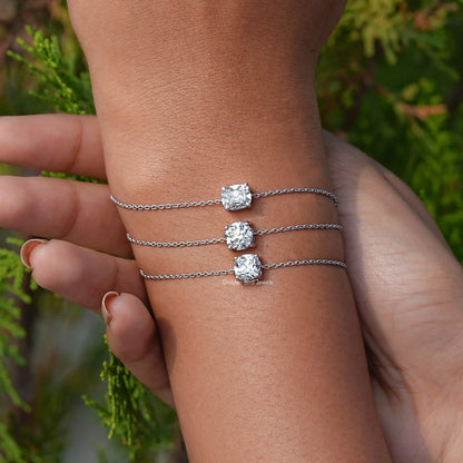 In hand view of multi diamond chain bracelet 