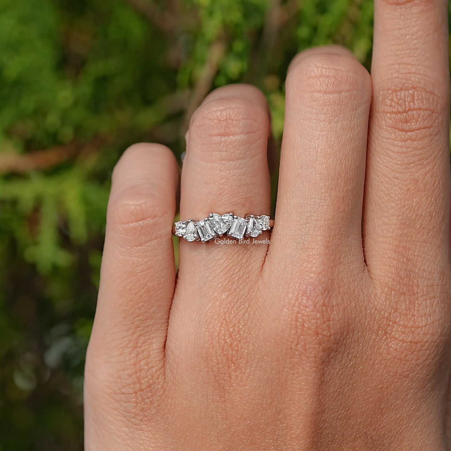 Top View Of Lab Diamond Multi Shape Wedding Band
