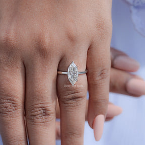Detailed View Of Marquise Shaped Moissanite Ring