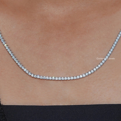 Round Moissanite Tennis Necklace