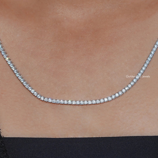 Round Moissanite Tennis Necklace