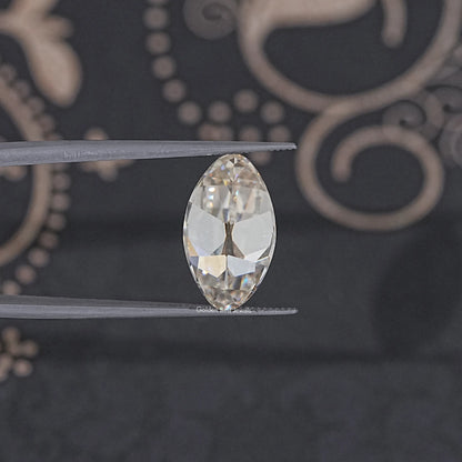 In Tweezer View Of Old Mine Moval Loose Moissanite Stone