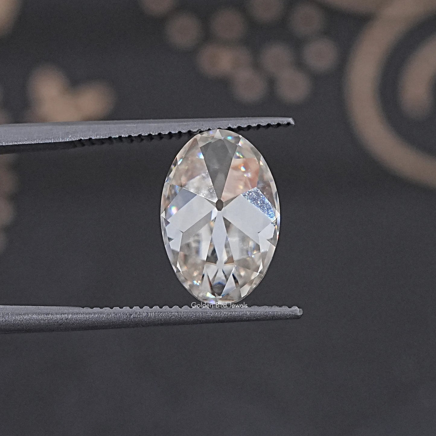 Front View Of Old Mine Oval Cut Loose Moissanite Stone