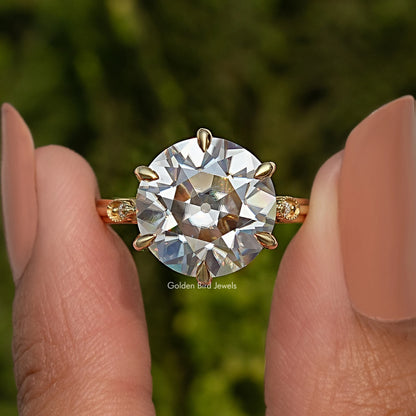 Old European Cut Round Moissanite Engagement Ring