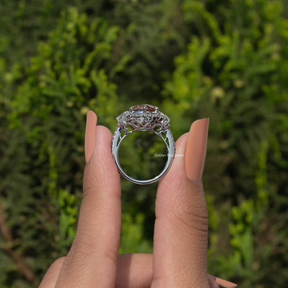 Old European Round Cut Halo Cluster Ring