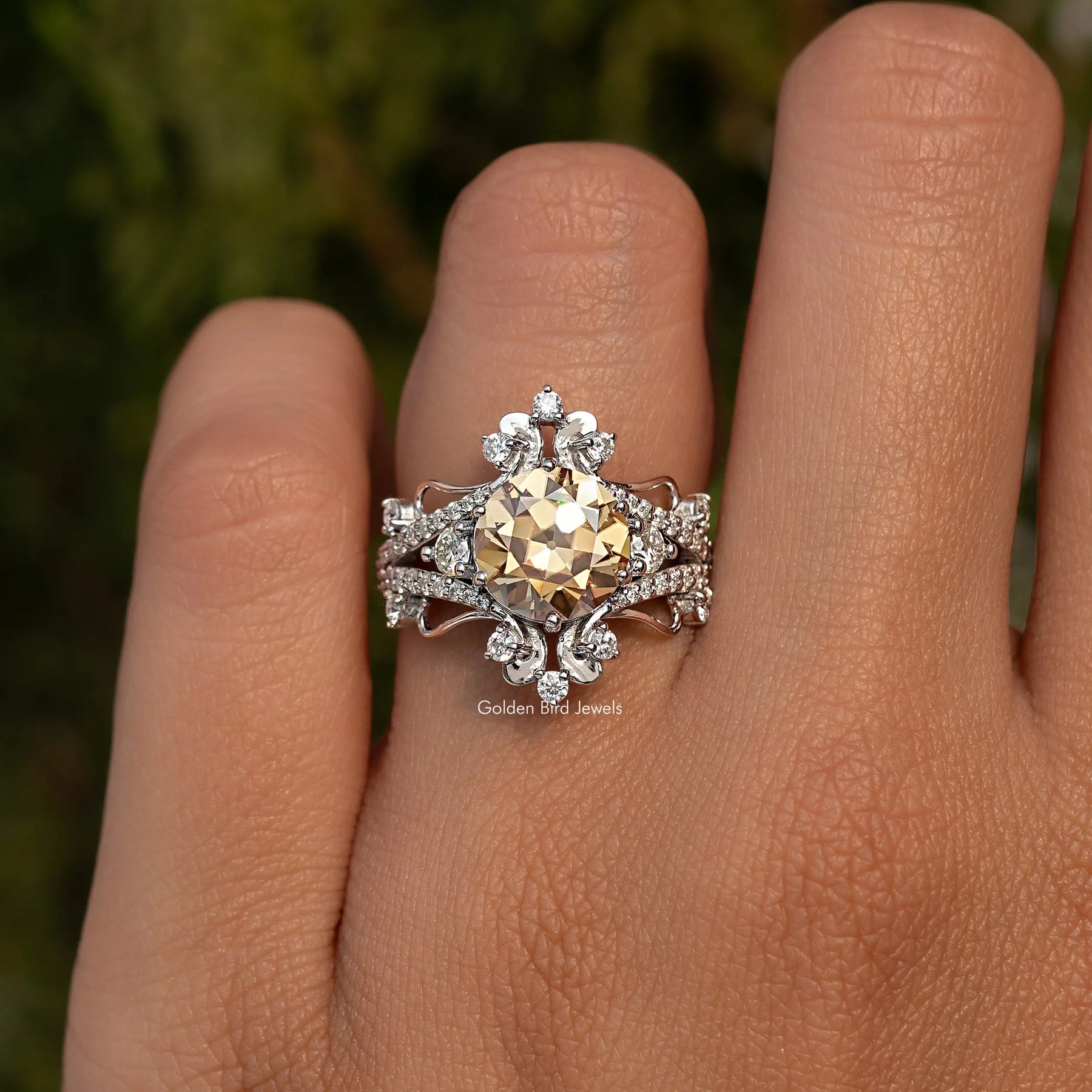 Old European Round Cut Moissanite Ring