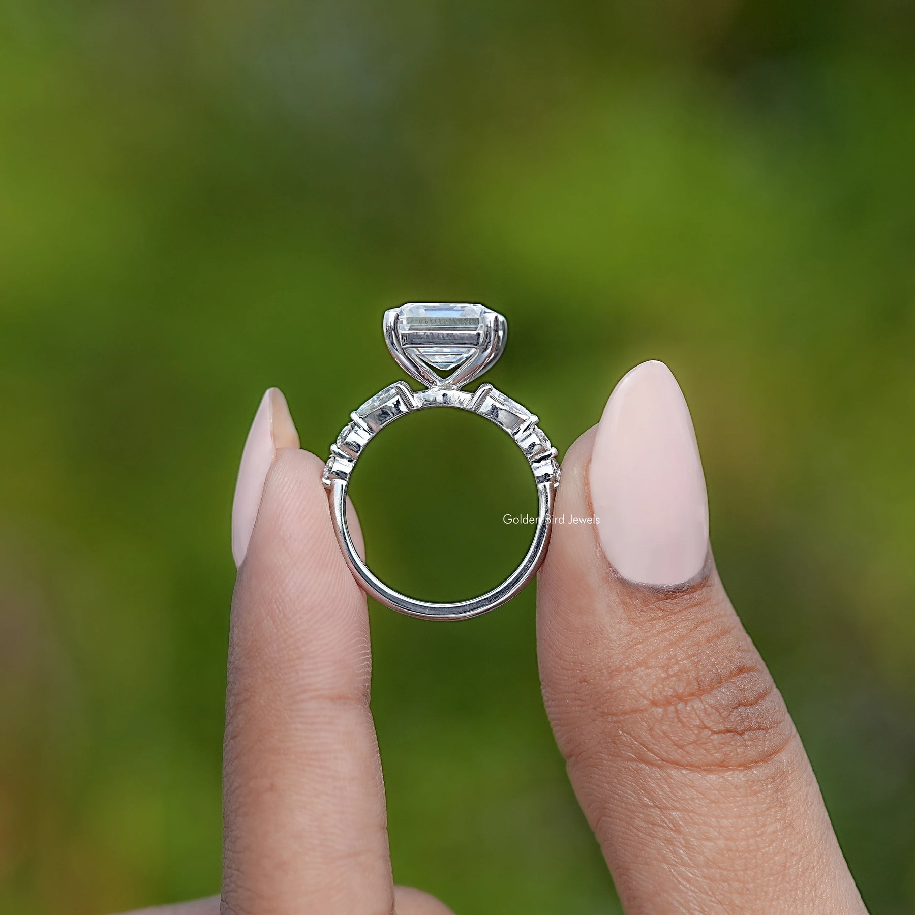 Back View Of Old Mine Asscher Cut Ring
