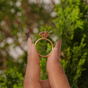 Old Mine Cushion Cut Solitaire Decorative Moissanite Prong Set Ring