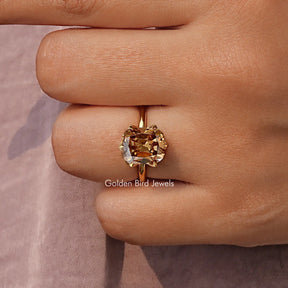 Old Mine Cushion Cut Solitaire Decorative Moissanite Prong Set Ring
