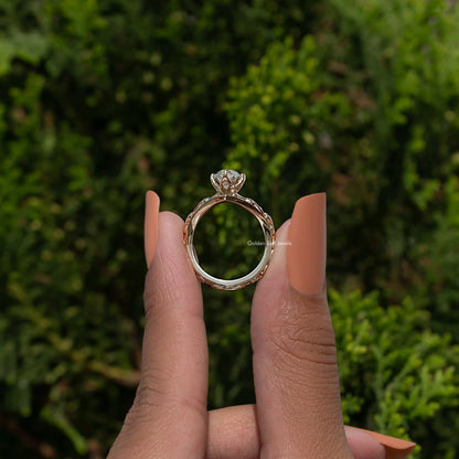 Old Mine Moval Cut Diamond curved Ring
