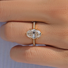 Old Mine Oval Cut Moissanite Accent Stone Ring