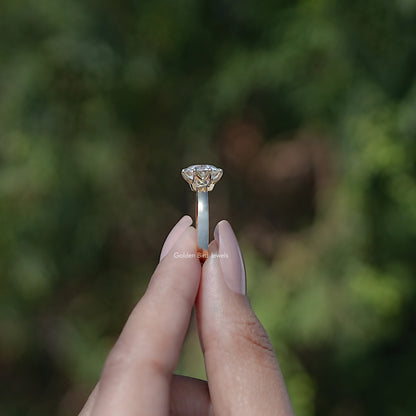 Side View Of Round Moissanite Solitaire Ring