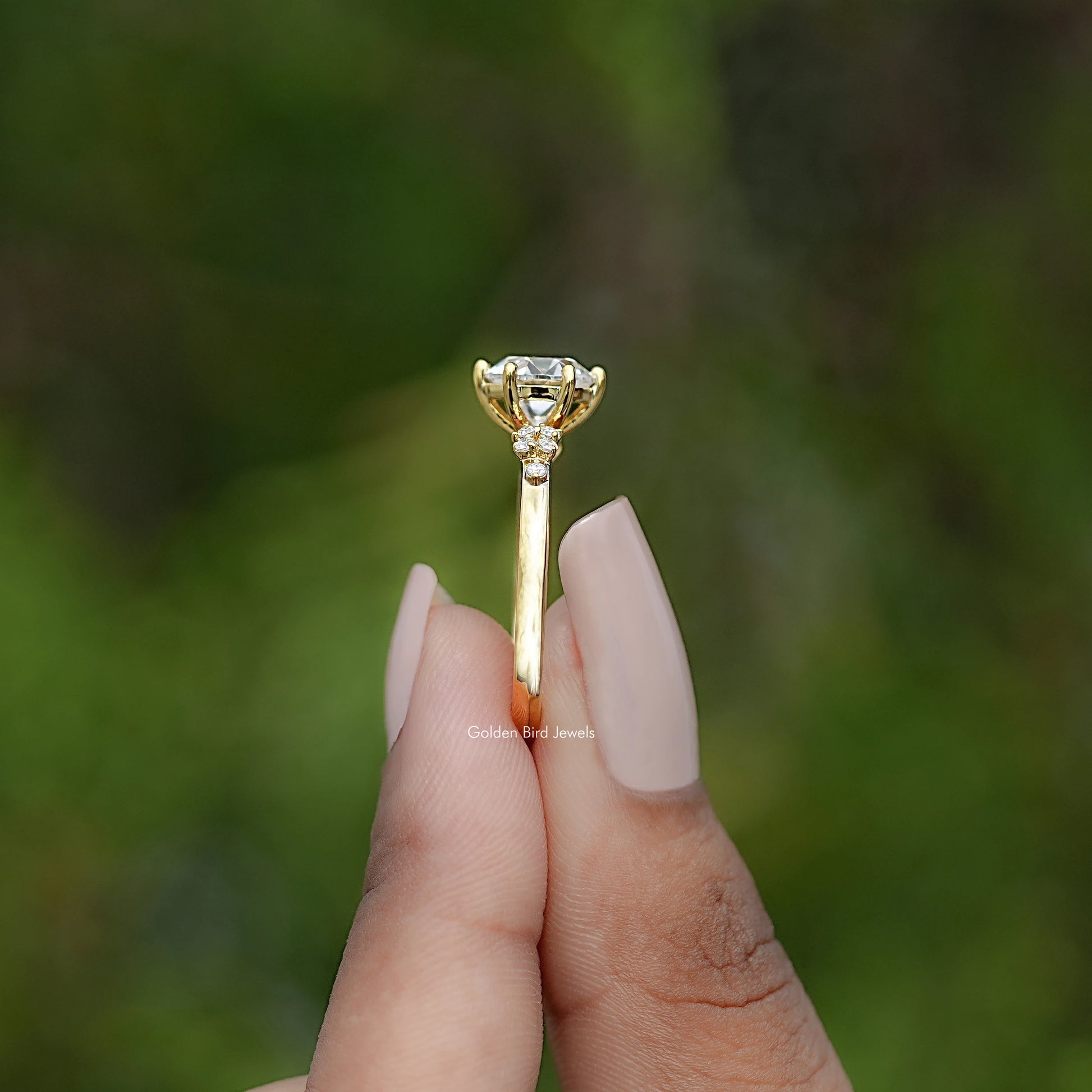 Side View of Old European Round Moissanite Solitaire Ring